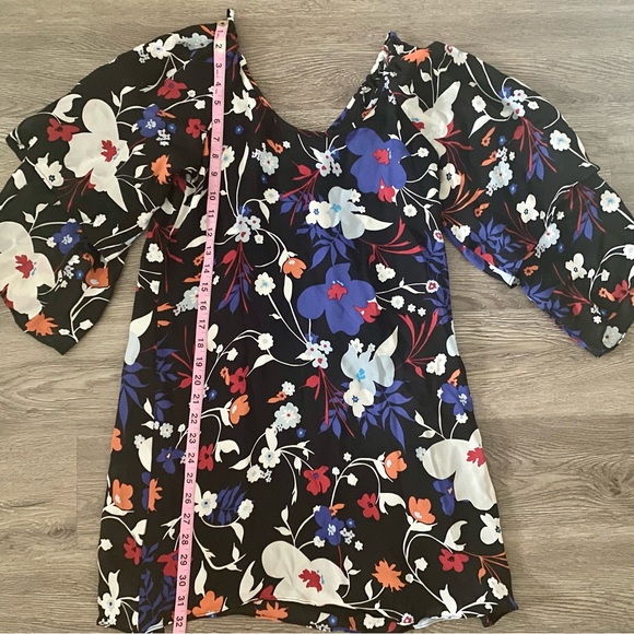 Parker Silk Mini Dress - Cold Shoulder - Black Floral - Picture 11 of 13